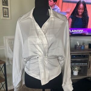 Commense White Women's Wrap Blouse